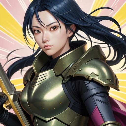 Anime Girl in Gum Armor with War Hammer