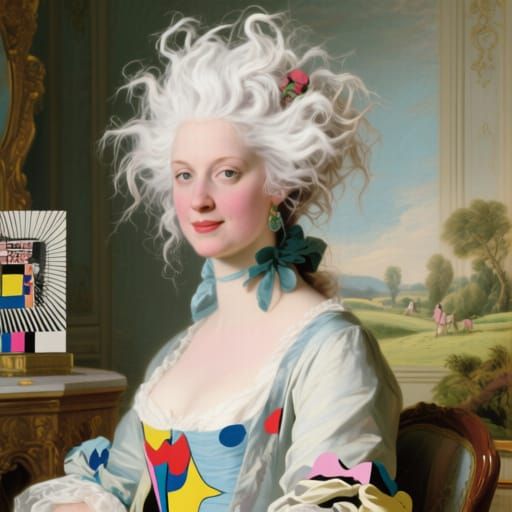 Elegant White Hair in 18th-Century Style