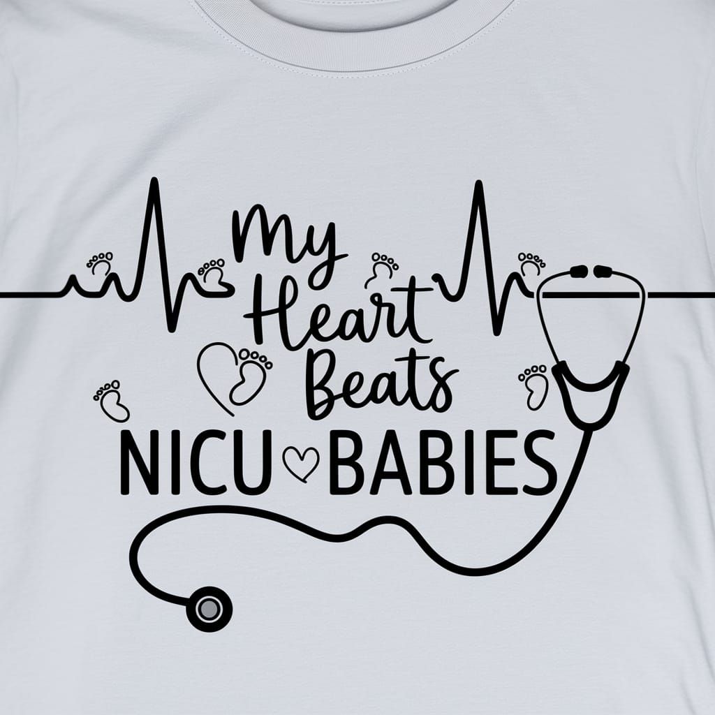 Heartfelt NICU Babies T-Shirt Design in Black and White
