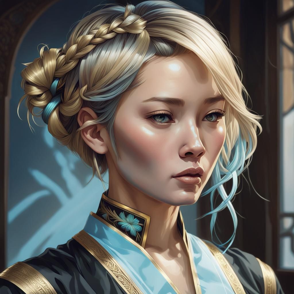 Elegant Asian Woman Portrait in Dynamic Lighting