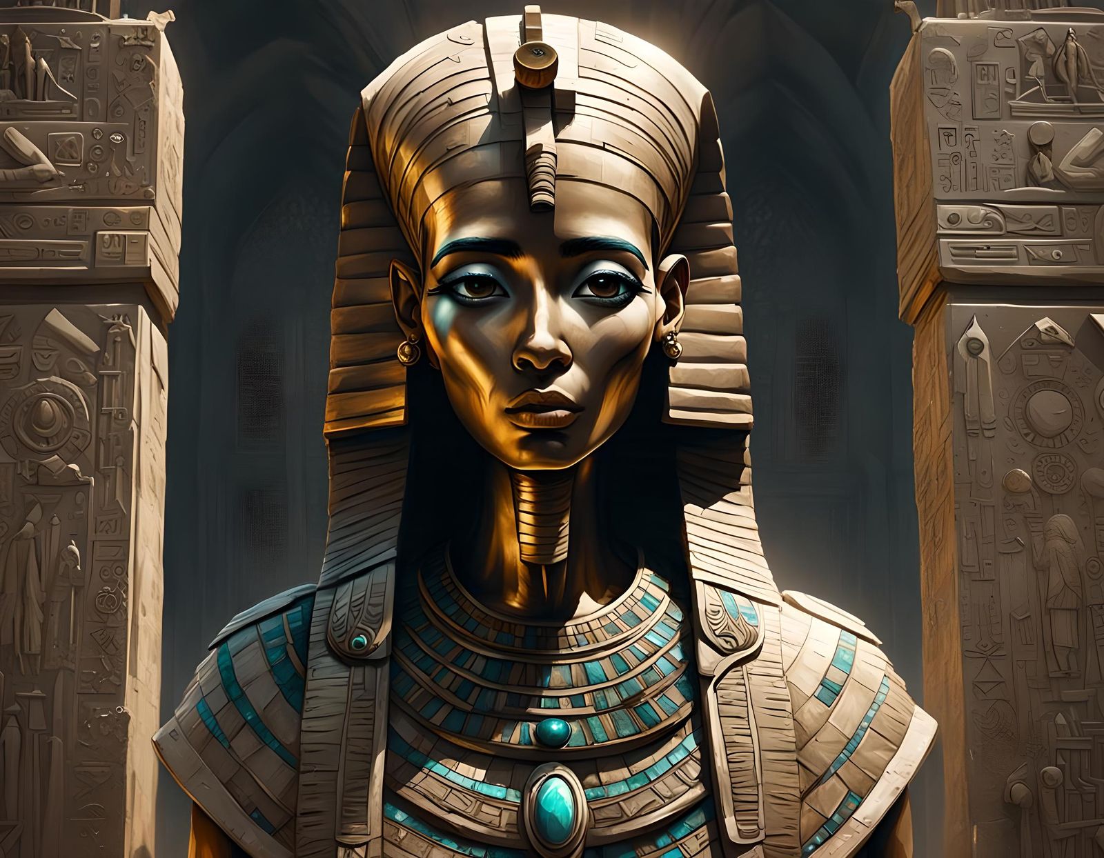 Chibi Egyptian Mummy Portrait in Graffiti Style