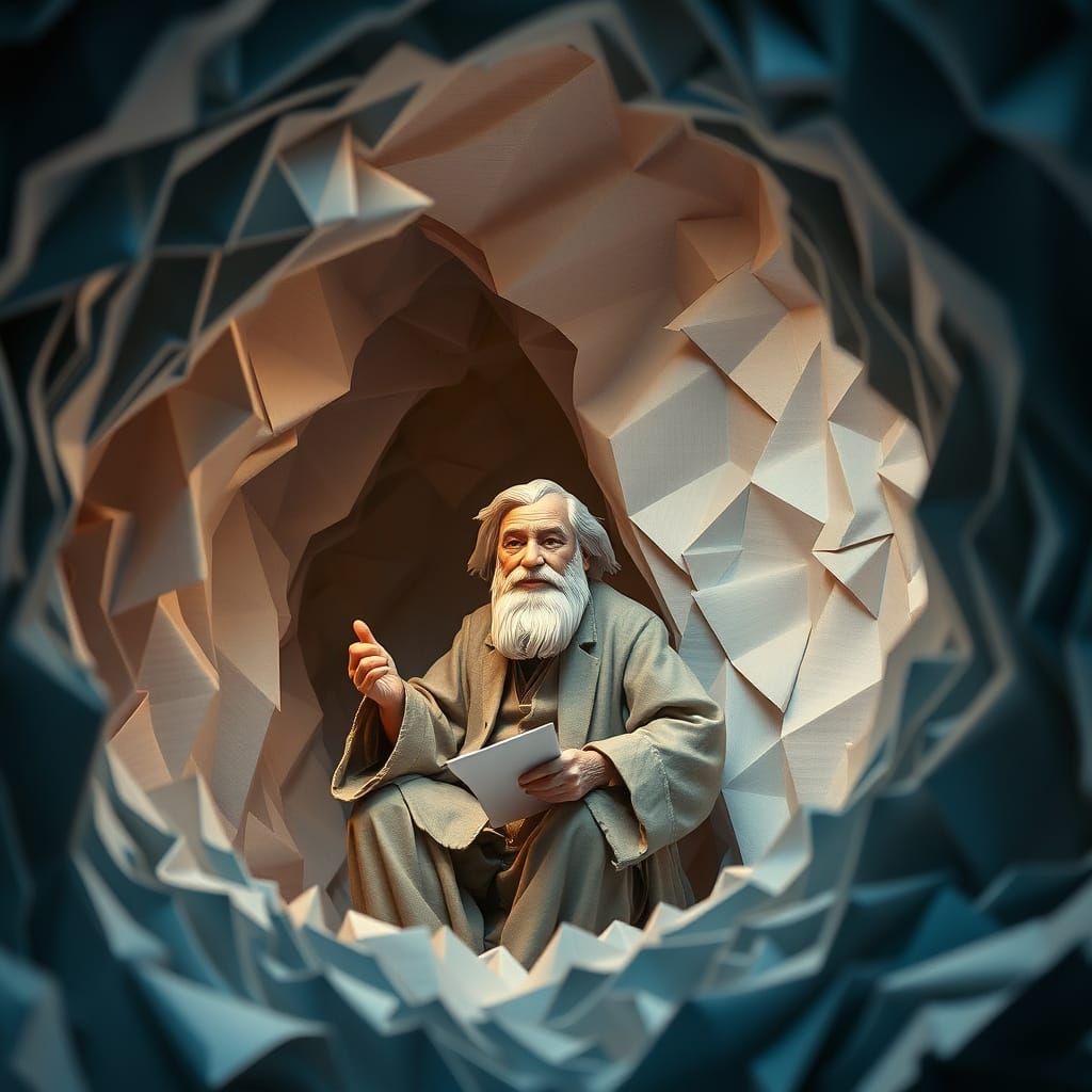 Jean de la Fontaine in Origami Paper Cave