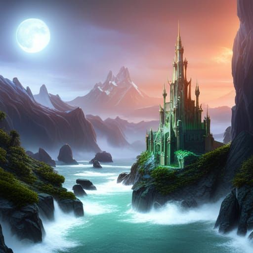 Green Angel Tower: Detailed Fantasy Concept Art