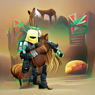 Cyberpunk Bounty Hunter on Armored Horse
