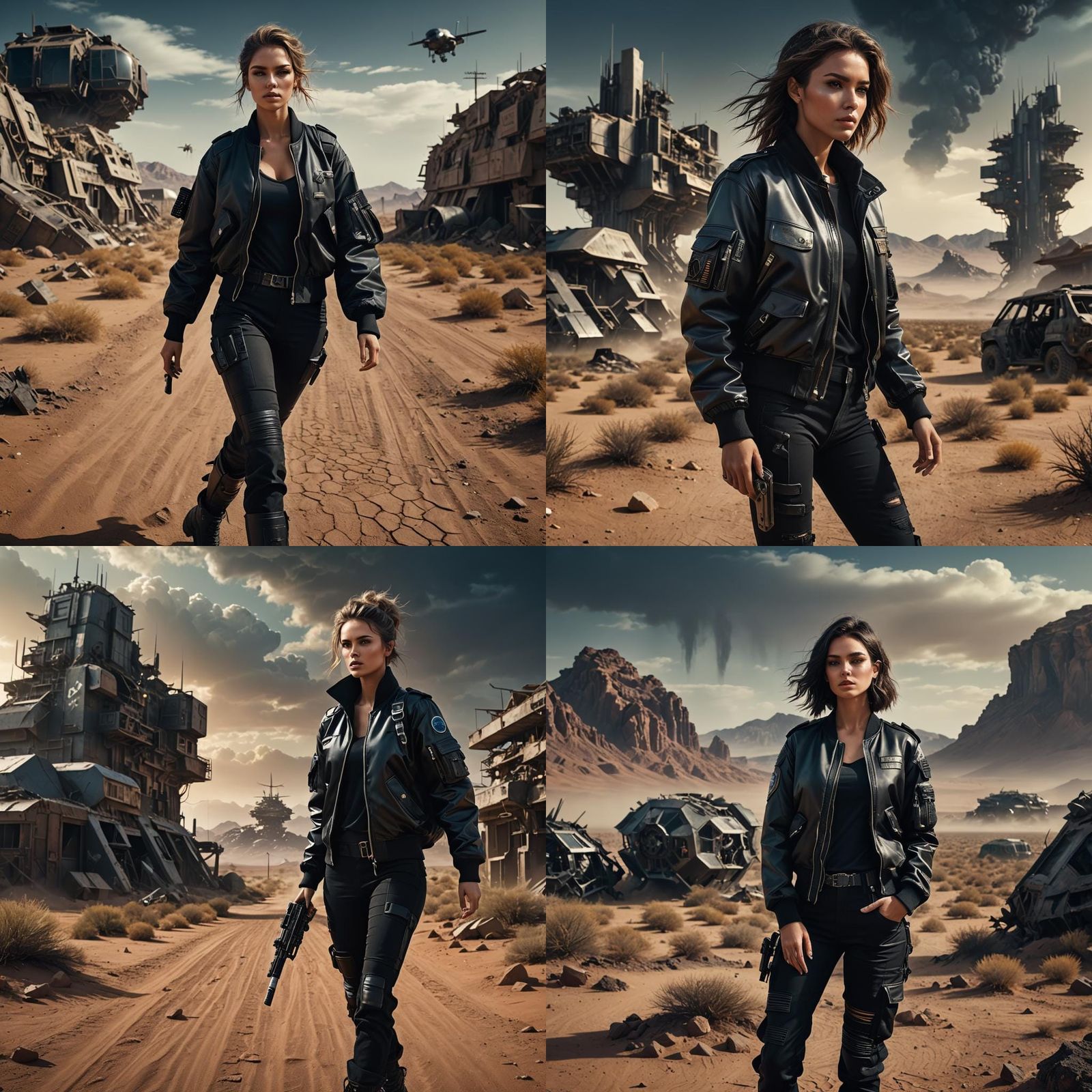 Post-Apocalyptic Woman in Desert, Hyperrealistic Digital Art