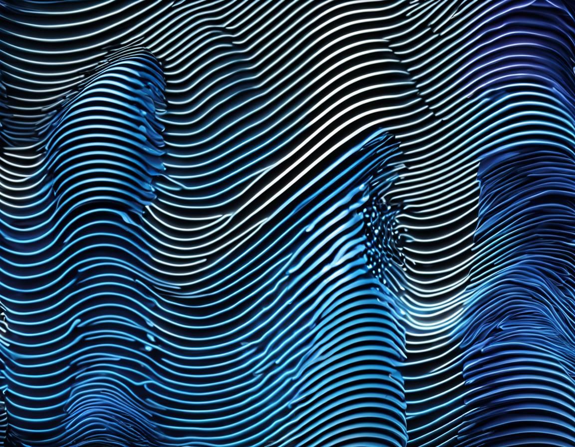 Neon Blue Wave on White Background