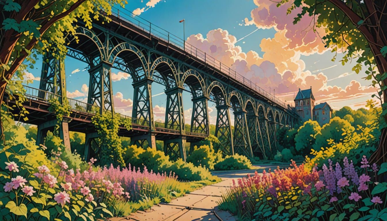 Abandoned Amusement Park in Comic Book Style