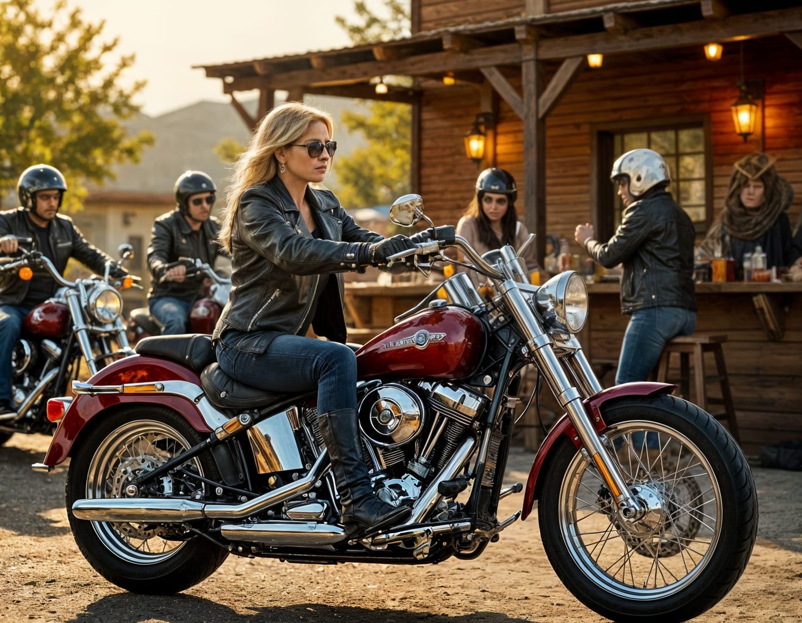 Middle-Aged Biker at Club BBQ