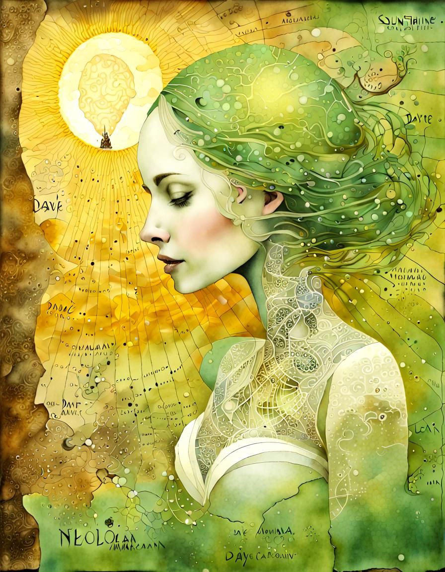 Surreal Woman Portrait in Mixed Media Style