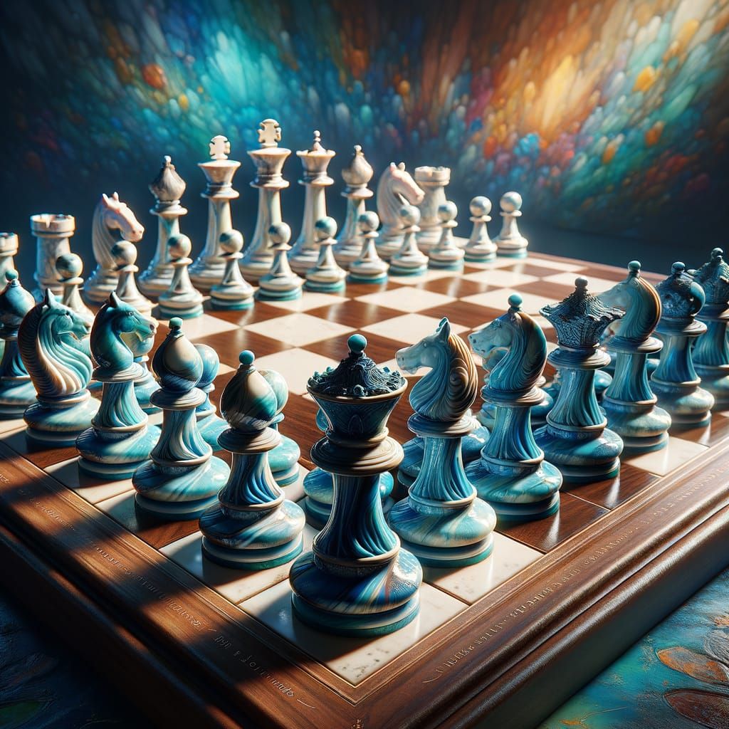 Elegant Wedgwood Chess Set on Vibrant Chess Board