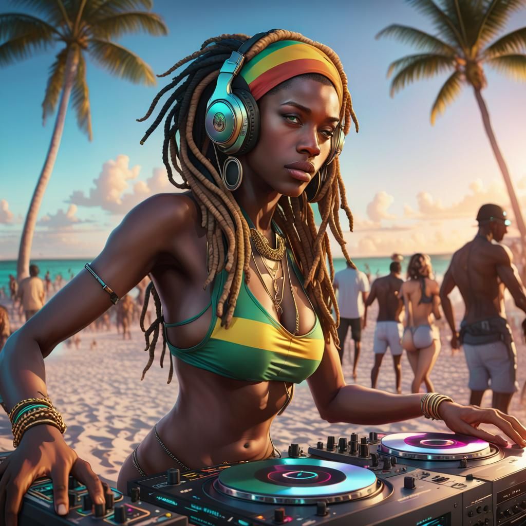 Cyberpunk Jamaican DJ Reggae Sound Clash in Miami