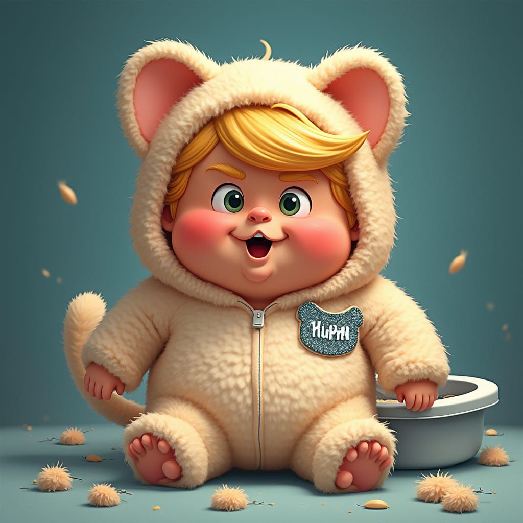 Feline Donald Trump in Whimsical Art Style