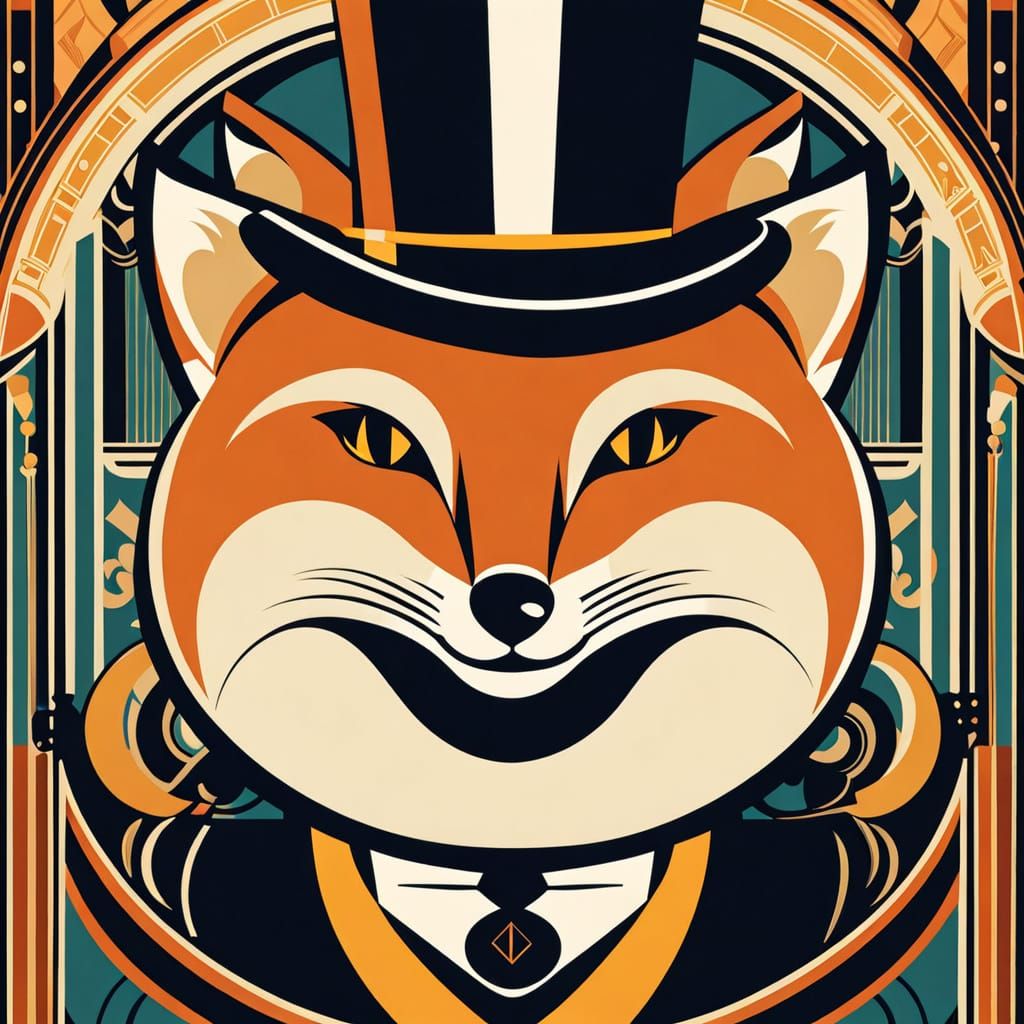 Art Deco Fox Musician in Smoky Jazz Club