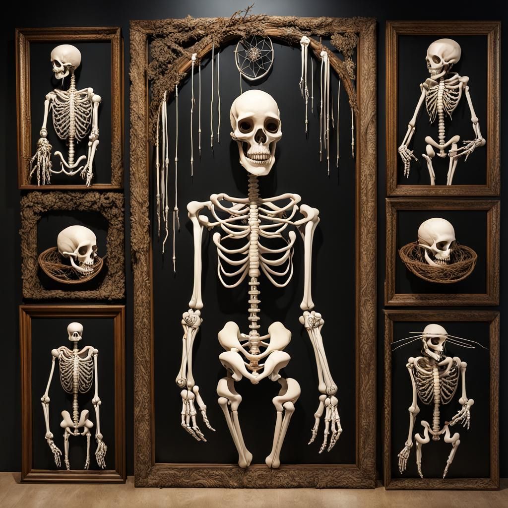Skeleton Dreamcatcher in Dark Pop Surrealism