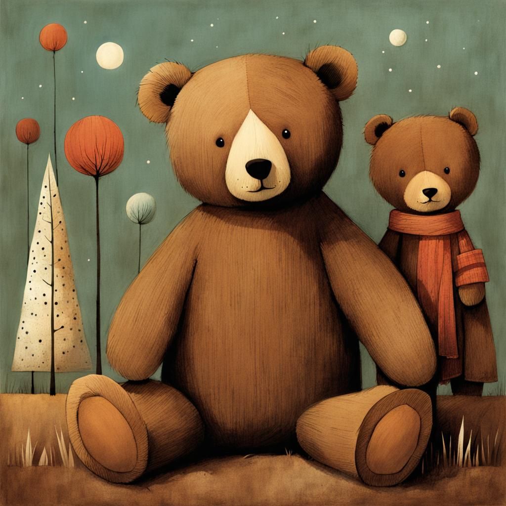Teddy Bear Storybook Illustration in Children's Style