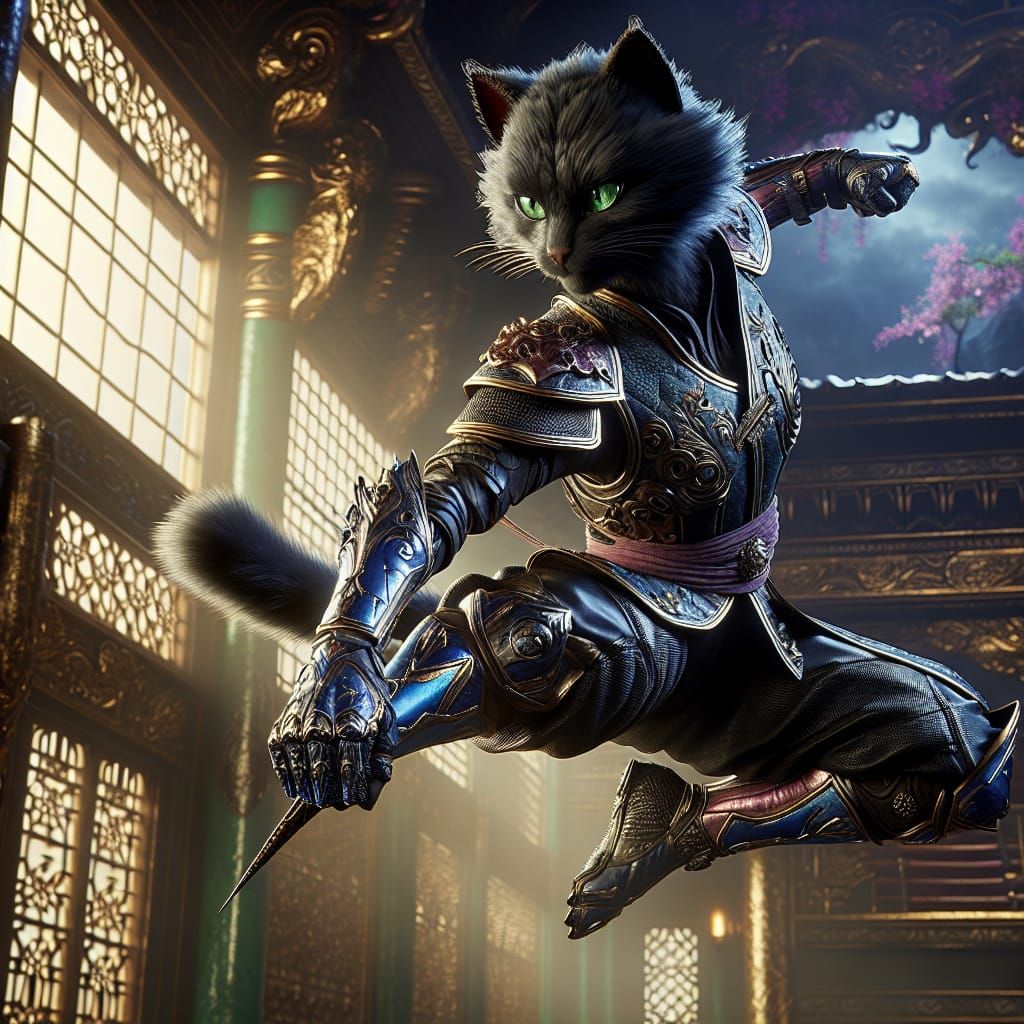 Werecat Acrobatic Training in Renaissance Style