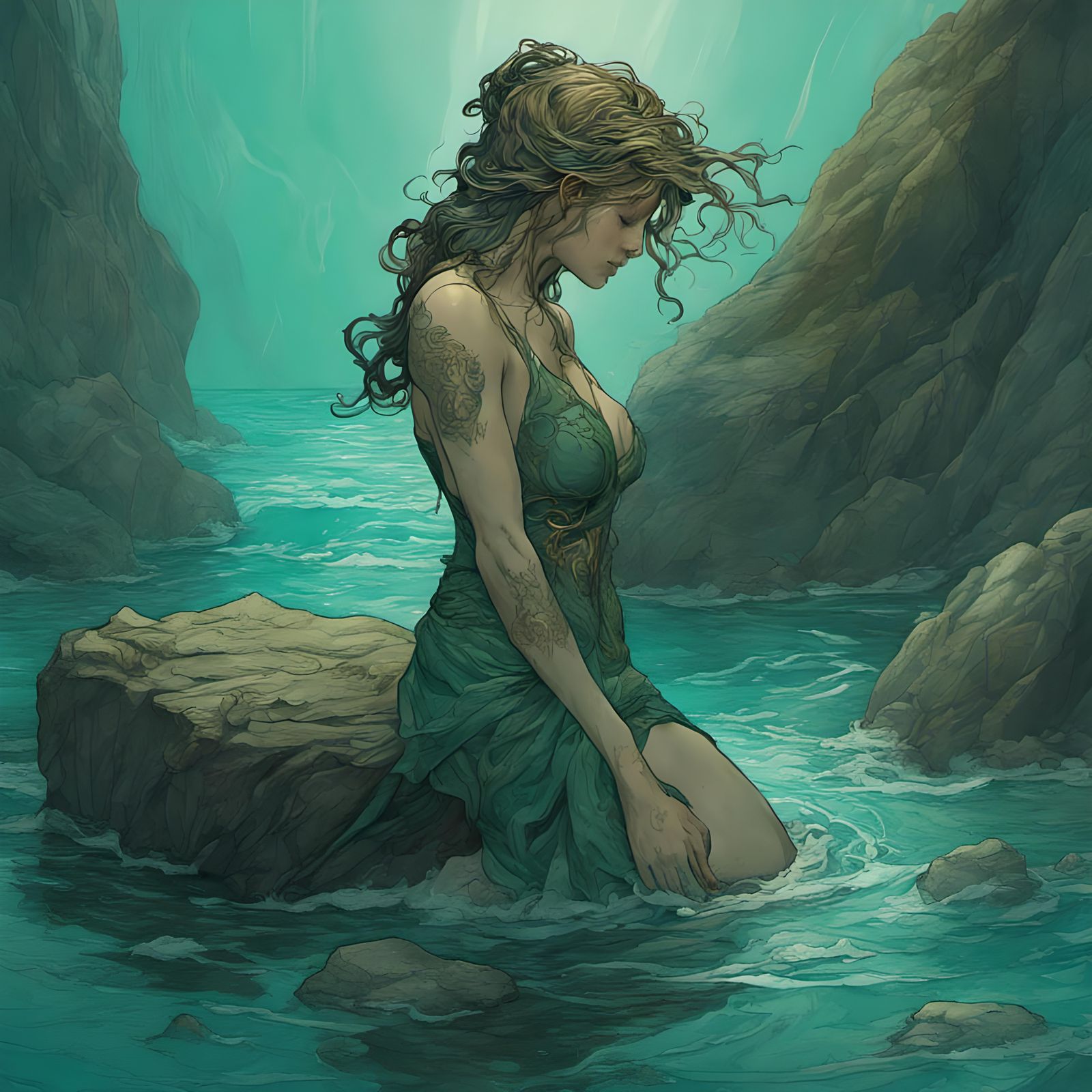 Siren's Kiss: A Dark Fantasy Painting