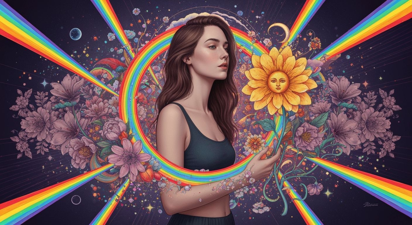 Surreal Woman in Rainbow Colors: Digital Art