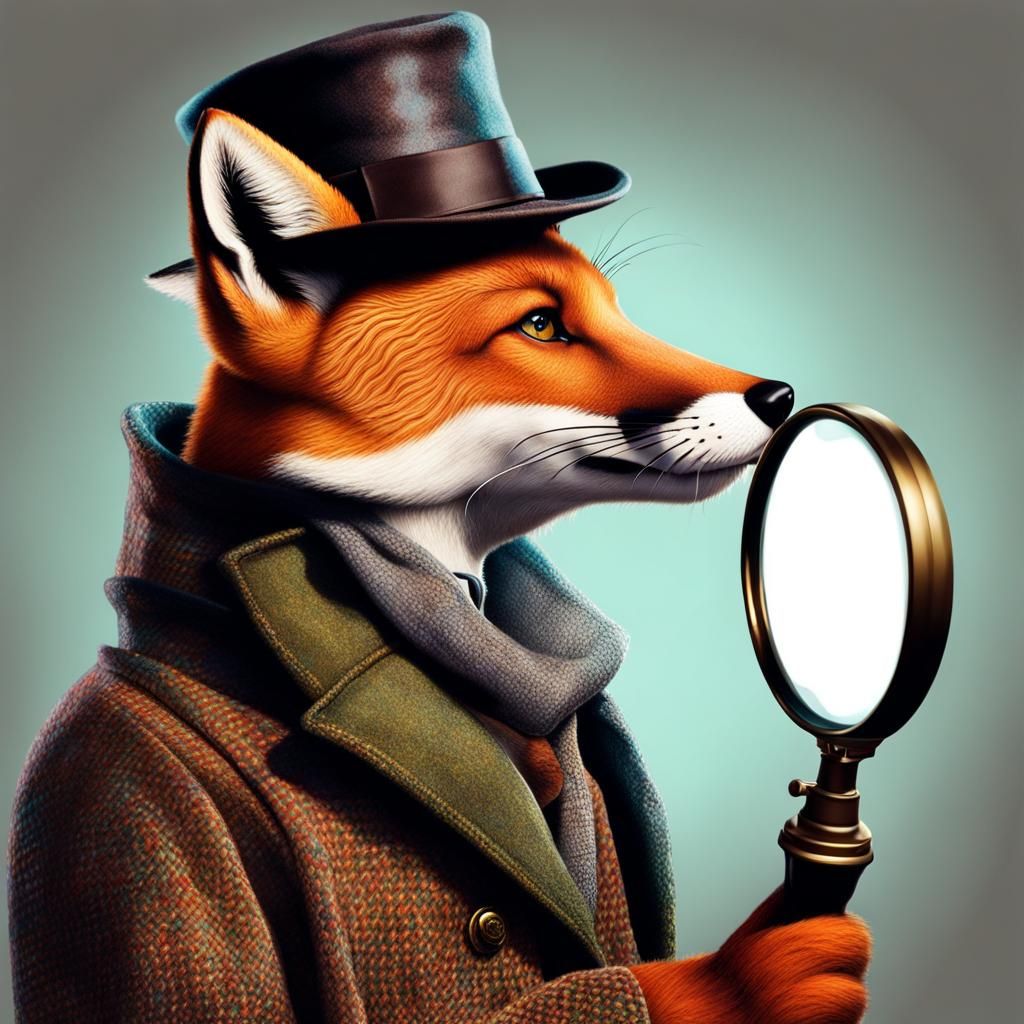 Sherlock Holmes Fox in Hyperrealistic Style