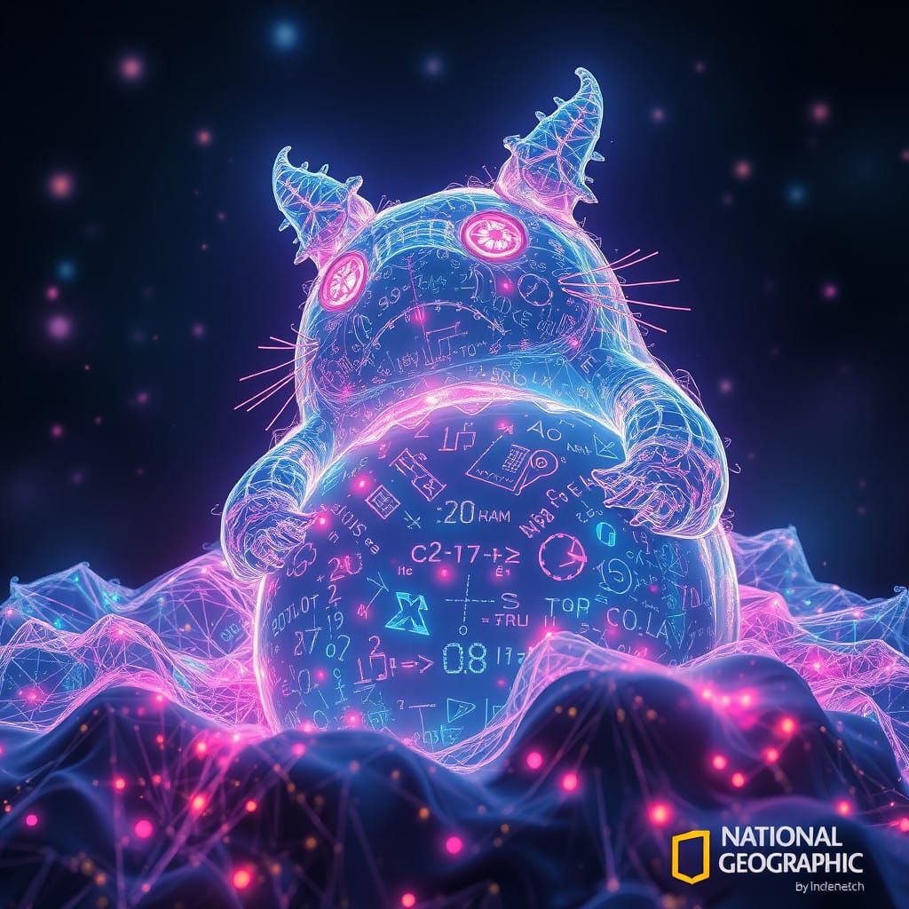 Glowing Quantum Totoro in Abstract Math Realms