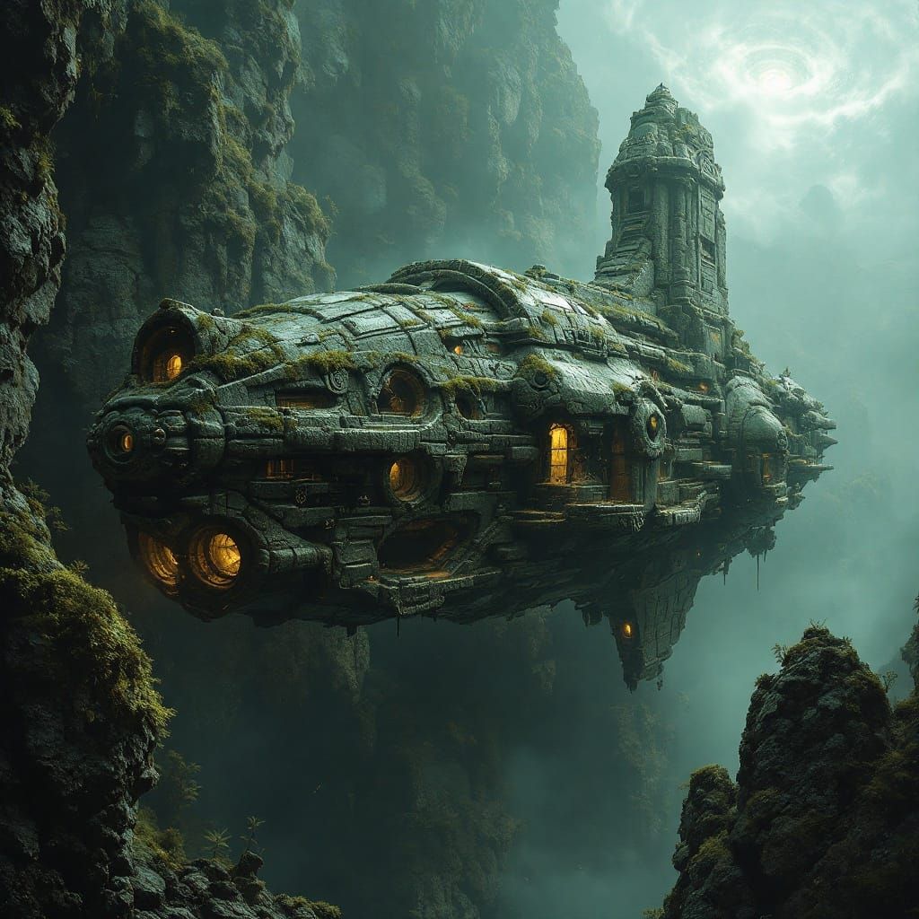 Mystical Stone Spaceship Defying Gravity