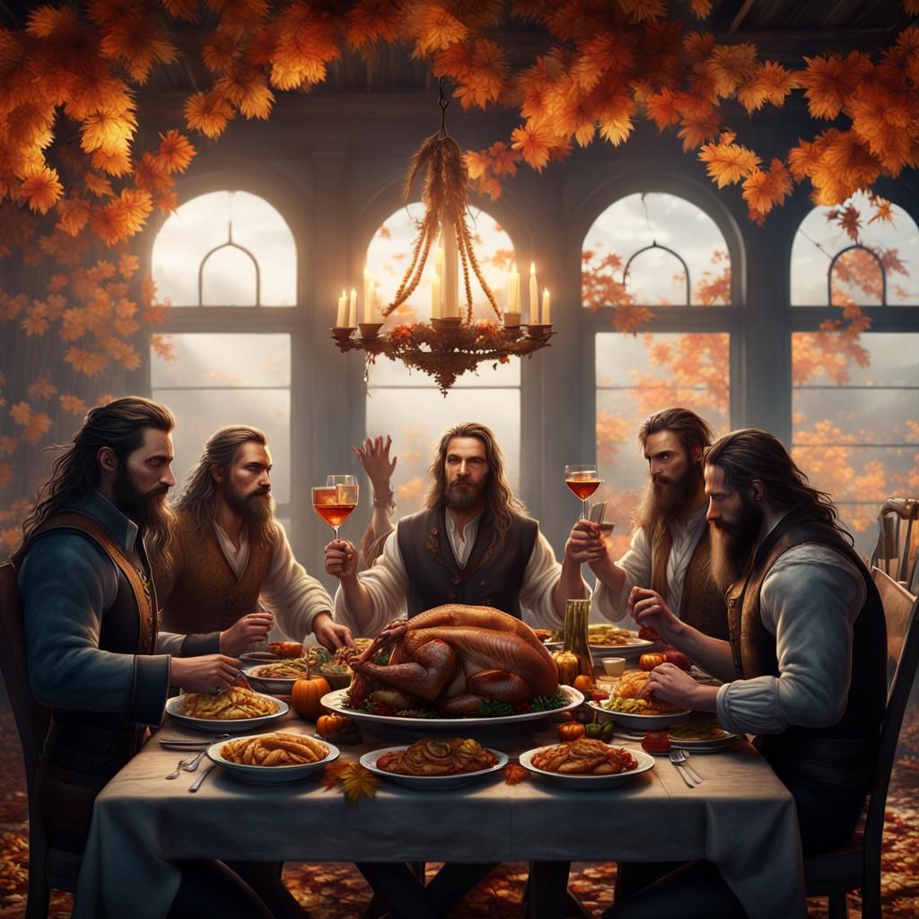 Festive Thanksgiving Dinner with Handsome Men
