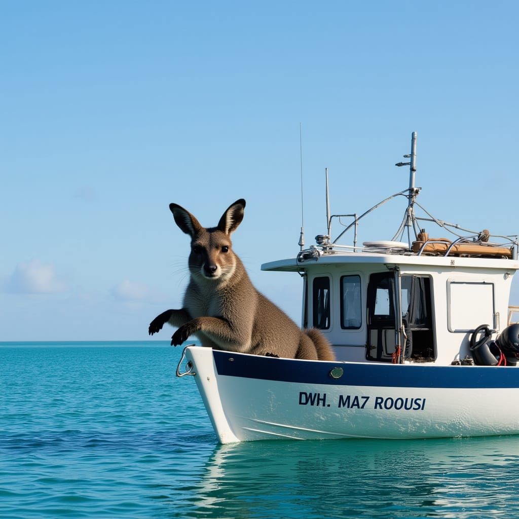 Kangaroo Abandons Sinking Yacht at Sea