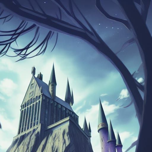 Hogwarts in Studio Ghibli Anime Style