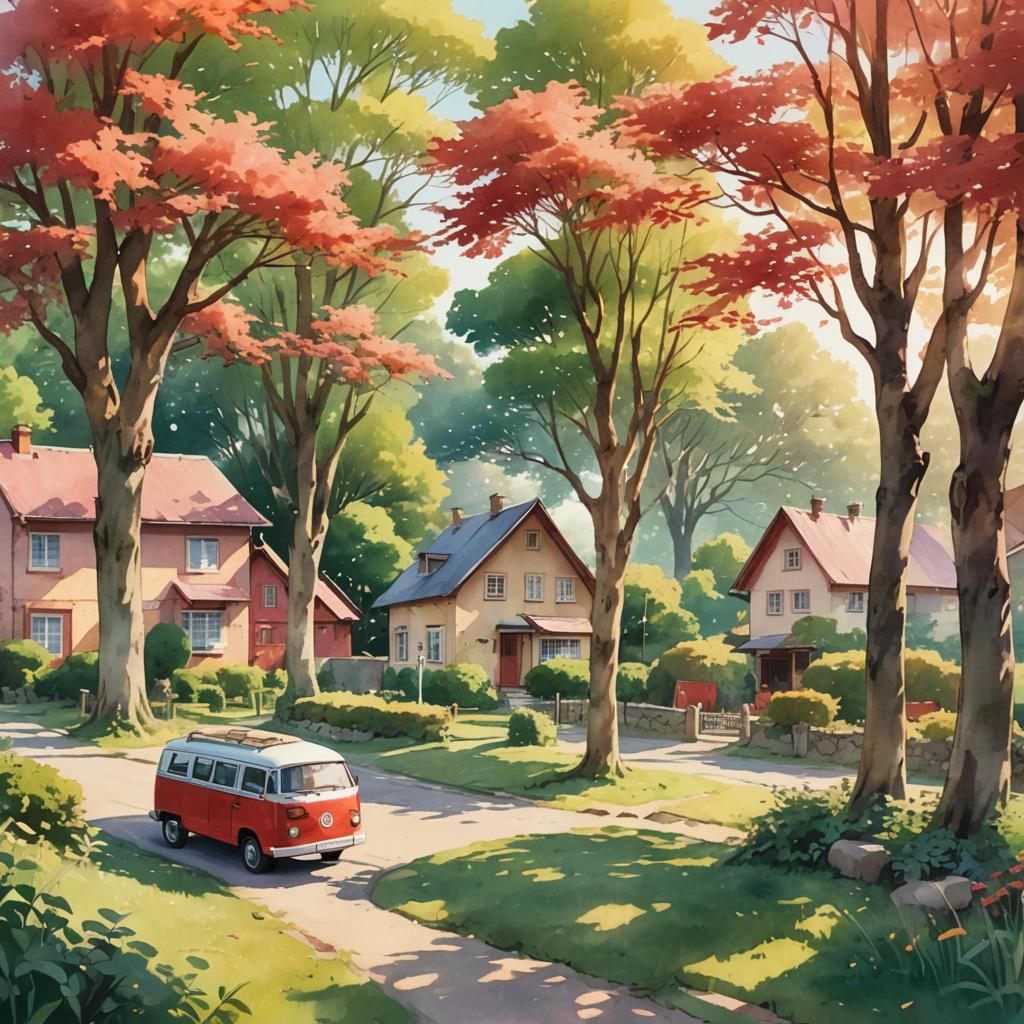 a high-quality anime-style image of a serene rural scene. Th...