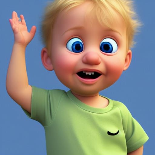 Cute Blond Boy Portrait in 3D Digital Art