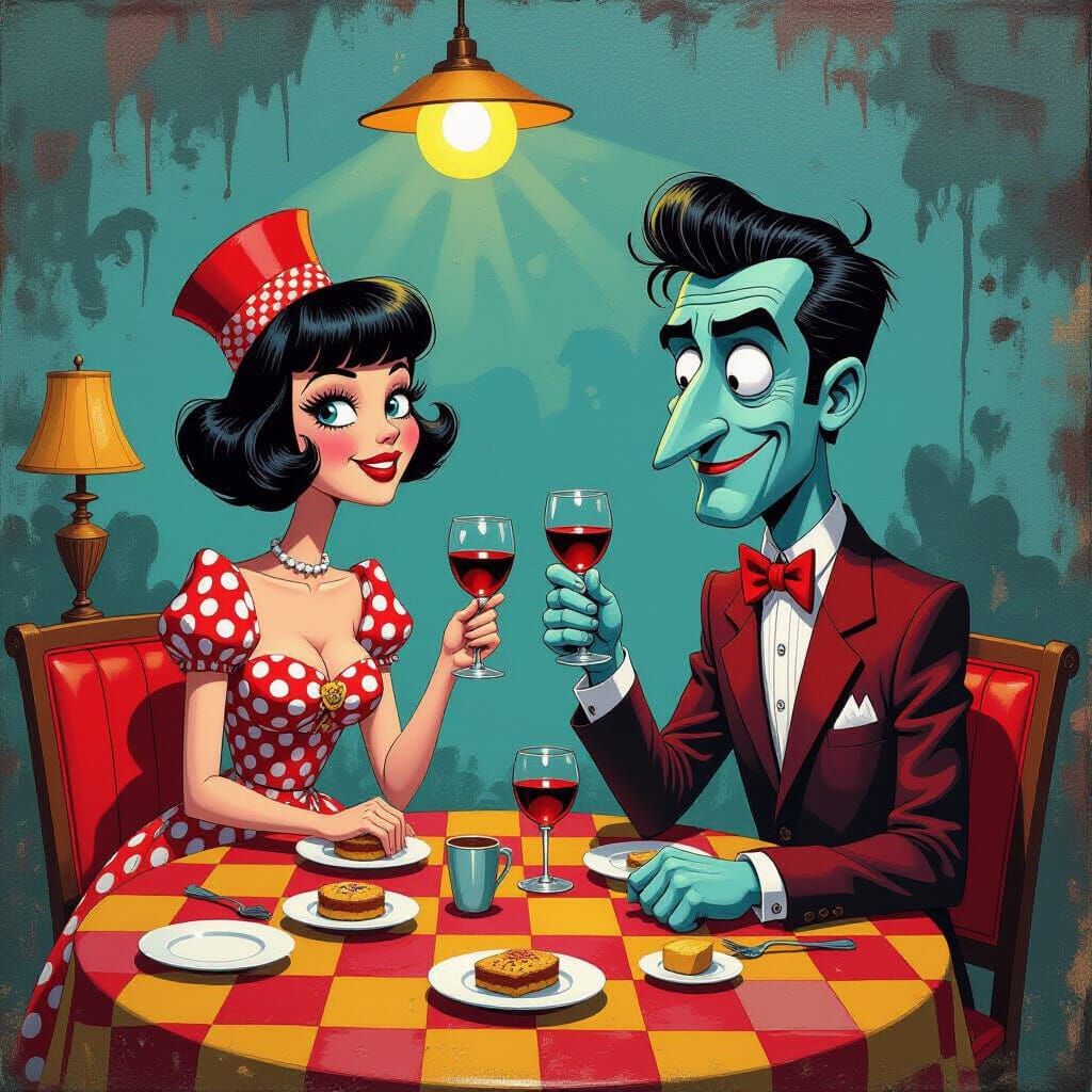 Surreal Sitcom Characters in Abstract Expressionist Style