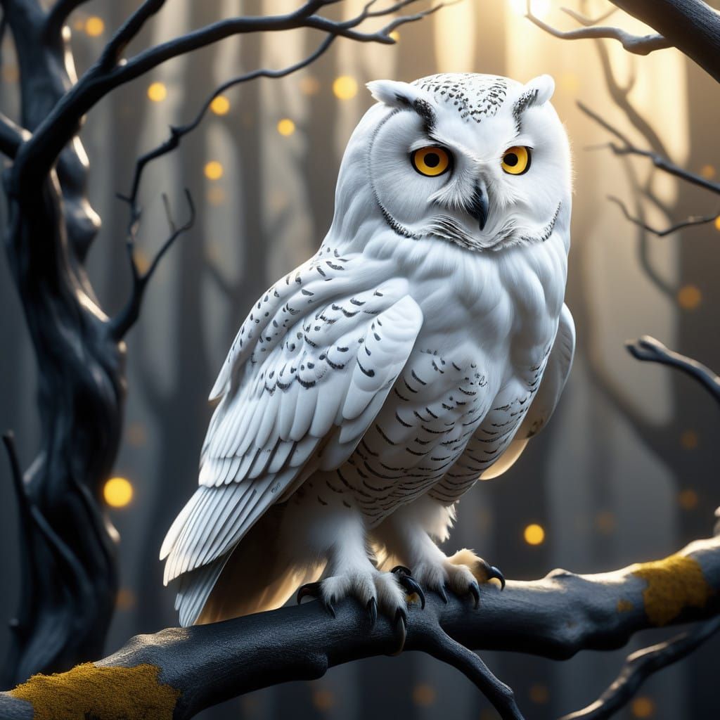 Regal Owl Reigns Over Futuristic Landscape