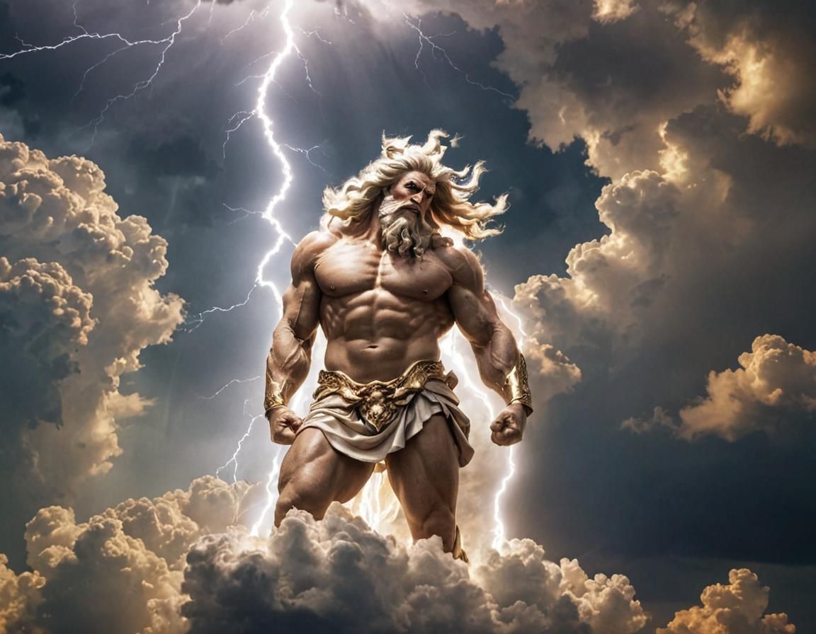 Cloud Giant Zeus with Lightning Bolt