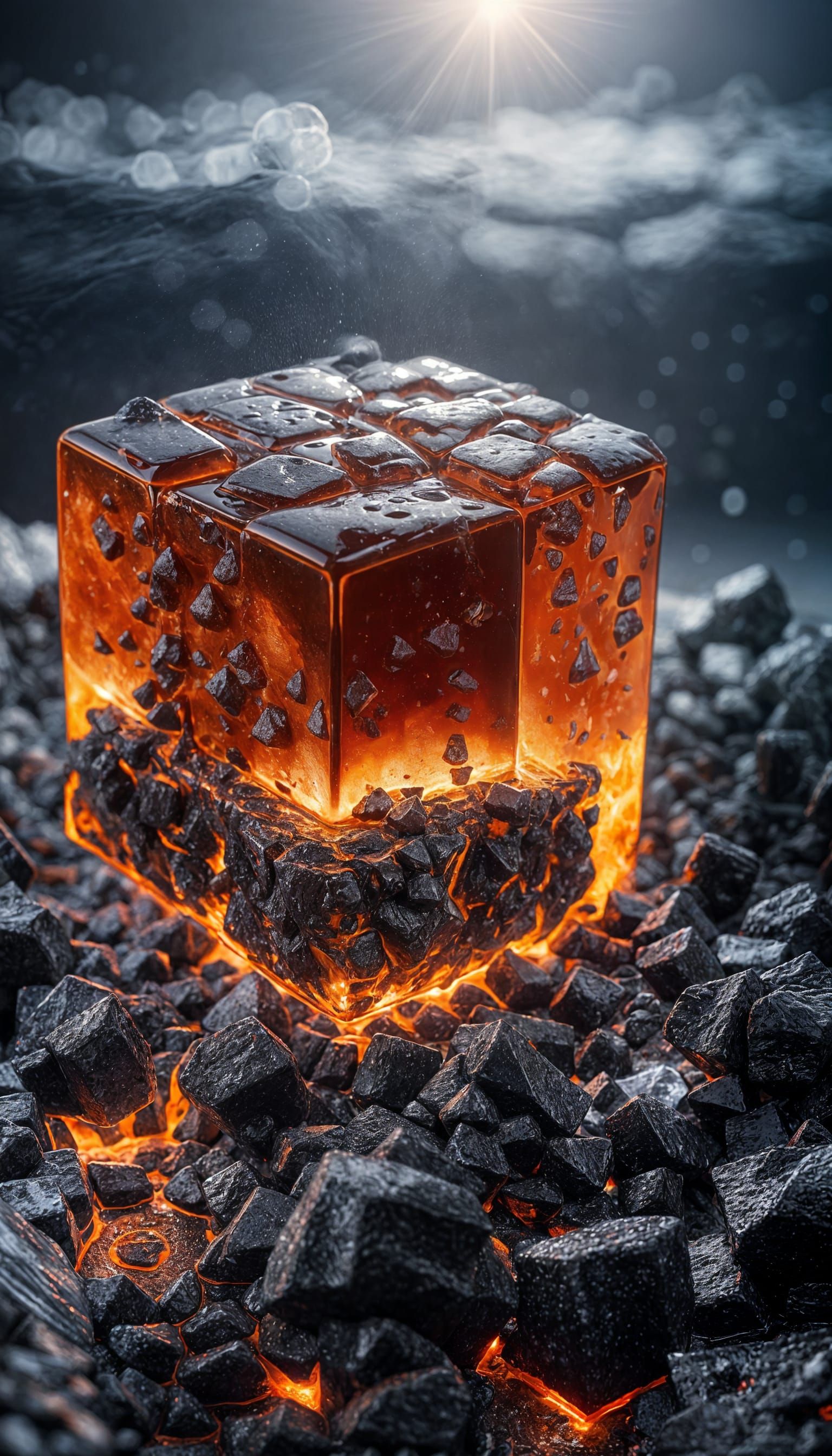 Realistic Lava Pours from Big Ice Cube