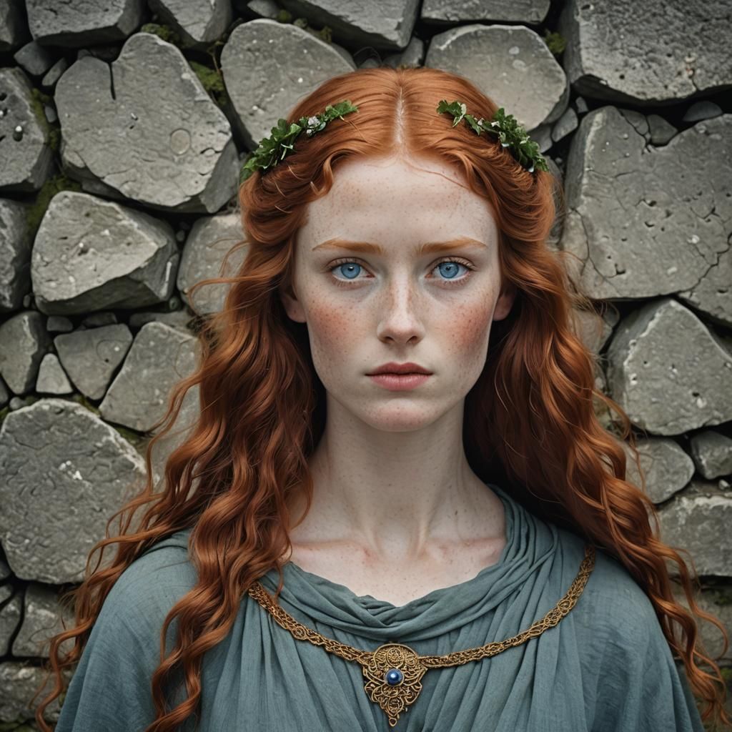 Beautiful Redhead in Ancient Ireland Portrait