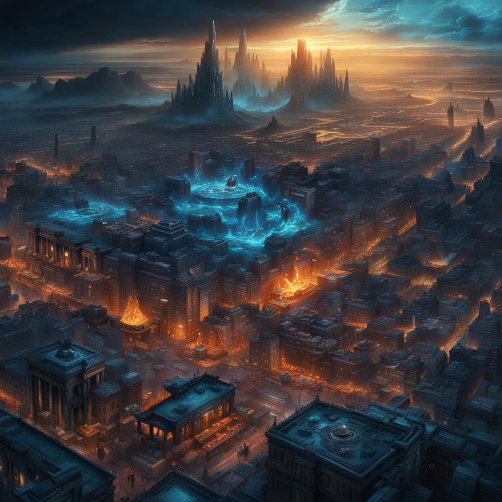 Majestic Blue Phoenix Rising: Digital Matte Painting