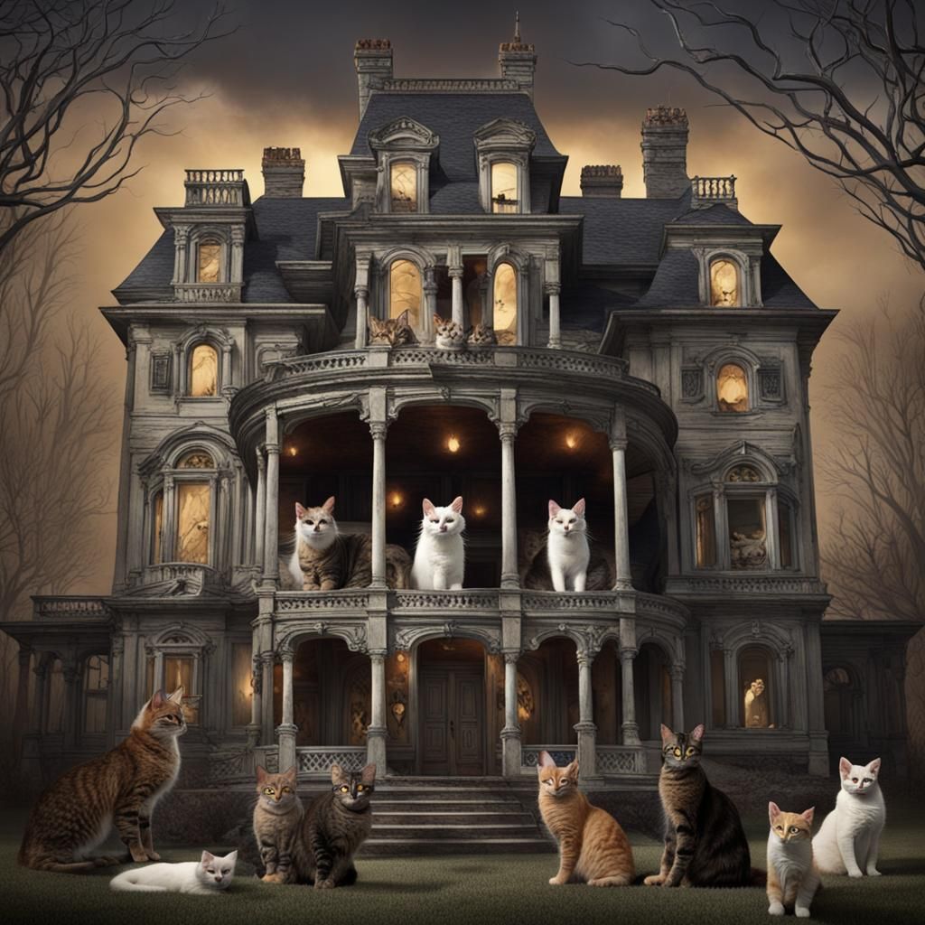 Horrific Mansion Composed of Cats
