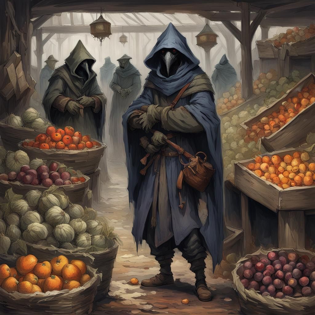 Kenku Rogue in Gloomy Shadowfell Marketplace
