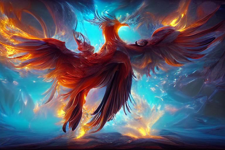 Fiery Phoenix Portrait in Anime Art Style