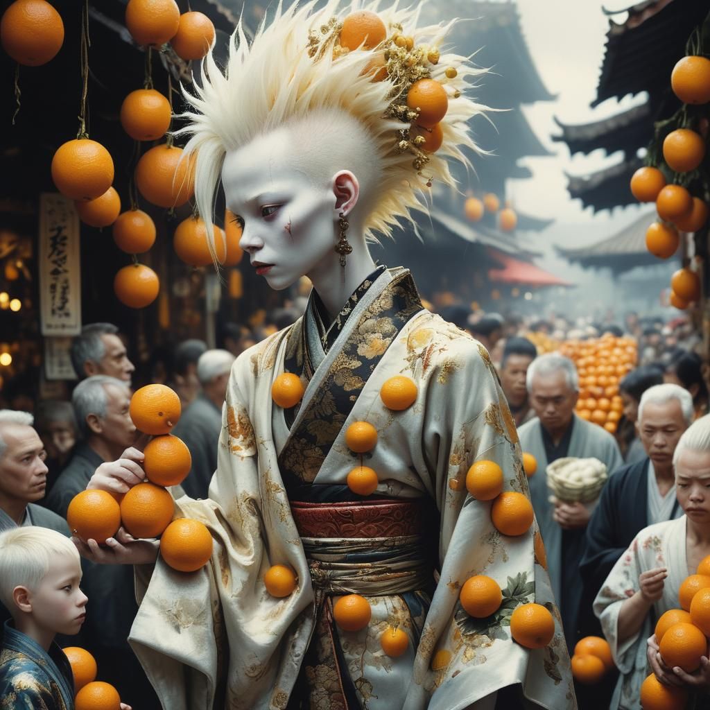 Sinister Albino Humanoid Purchases Oranges