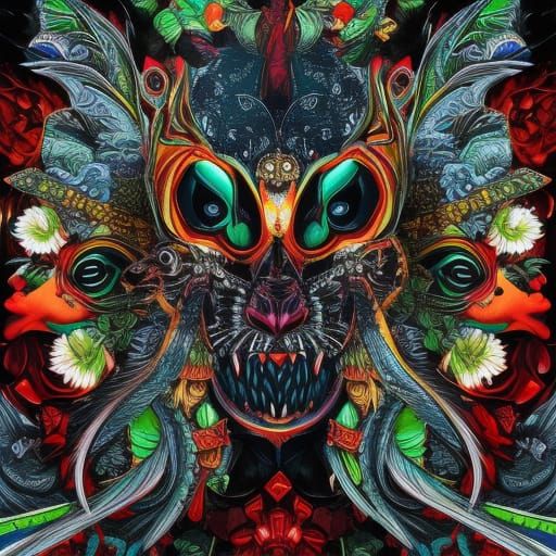 Ying Yang in Gothic Neon Punk Art