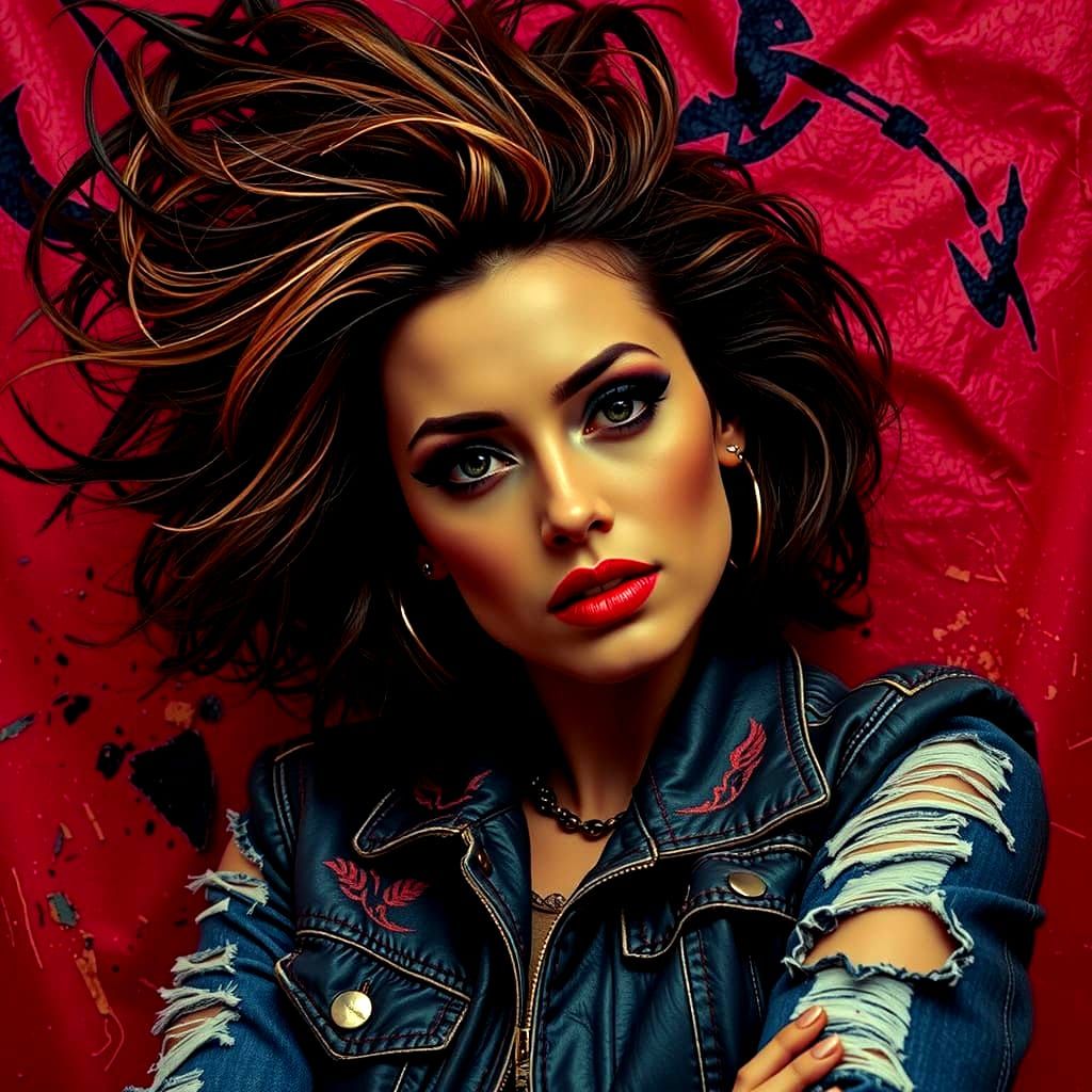 Woman with Rough Glamour in Cinematic Portrait