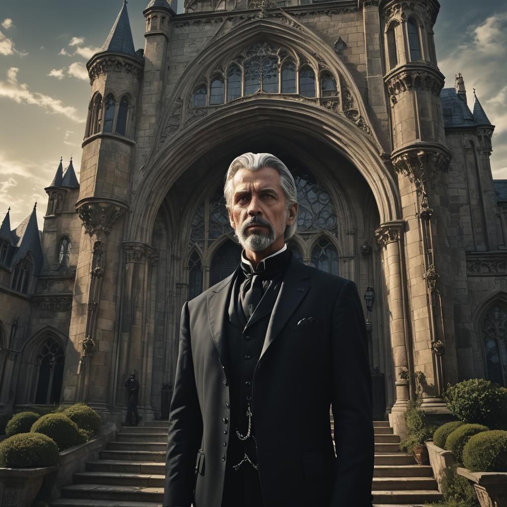 Gothic Mansion Portrait: Mortimer Darke in Atmospheric Style