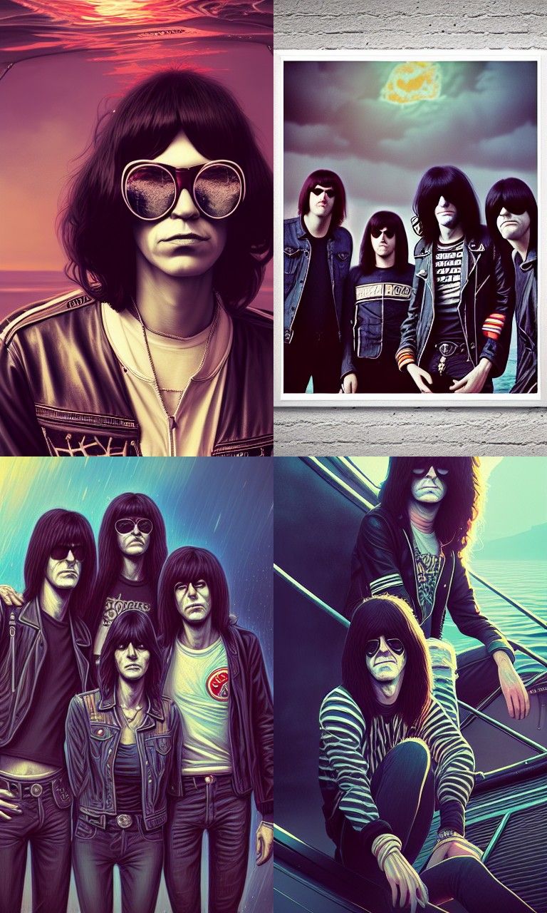 Vintage Portrait of The Ramones in Retro Style