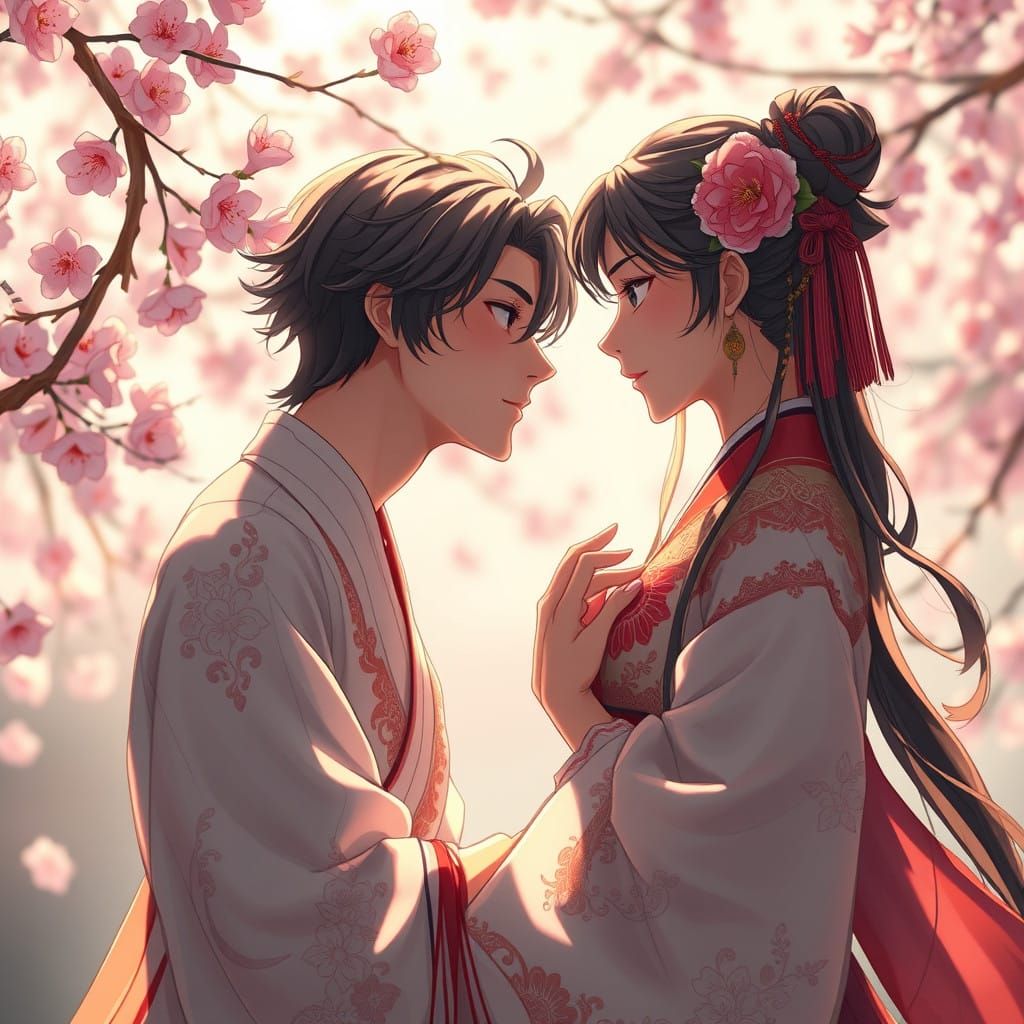 Ethereal Love in Cherry Blossom Paradise