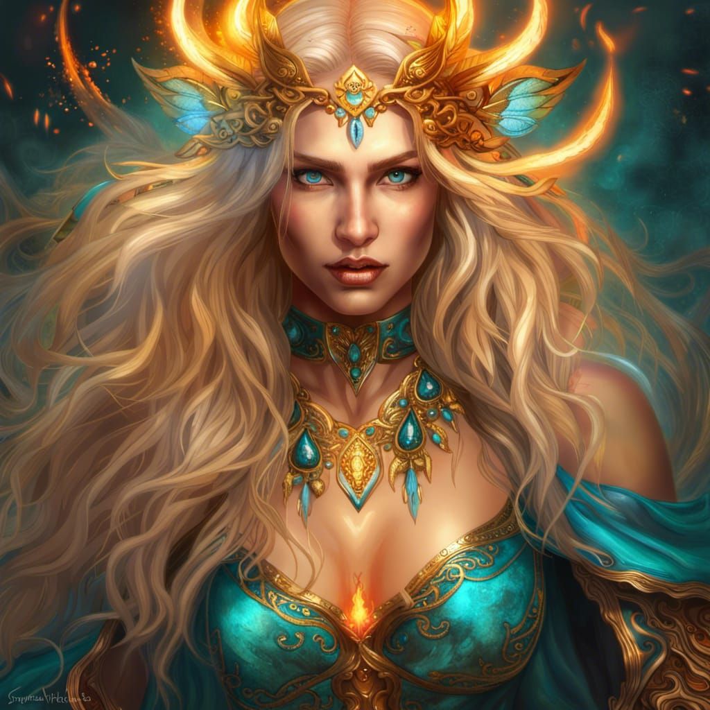 Realistic Fire Goddess Assassin Portrait