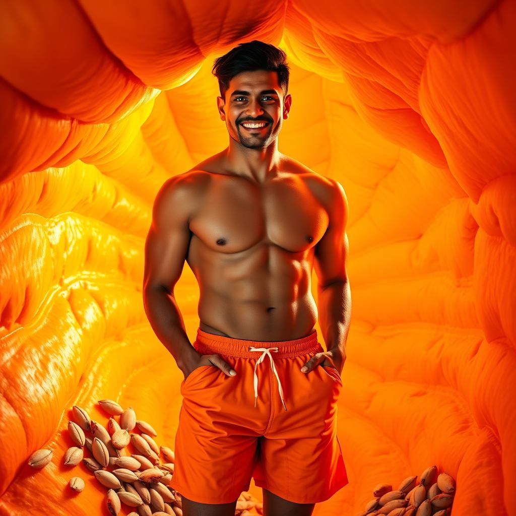 Man Inside Giant Pumpkin: Hyperrealistic Concept Art