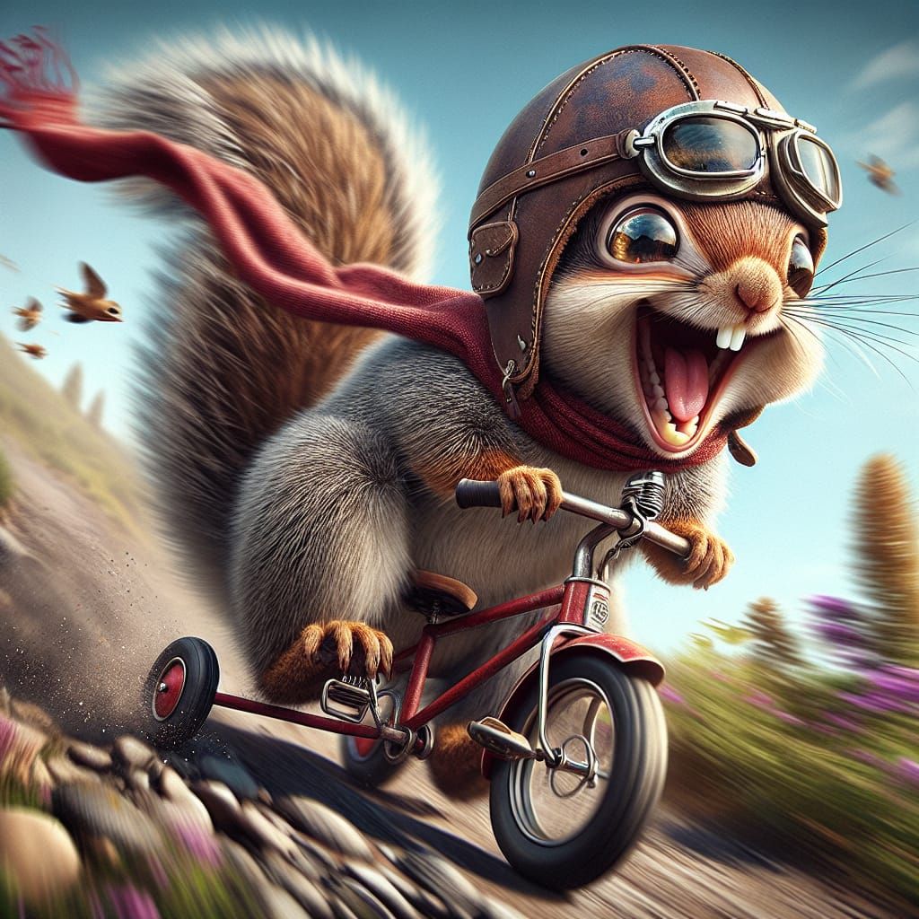 Mischievous Squirrel's Wild Tricycle Ride