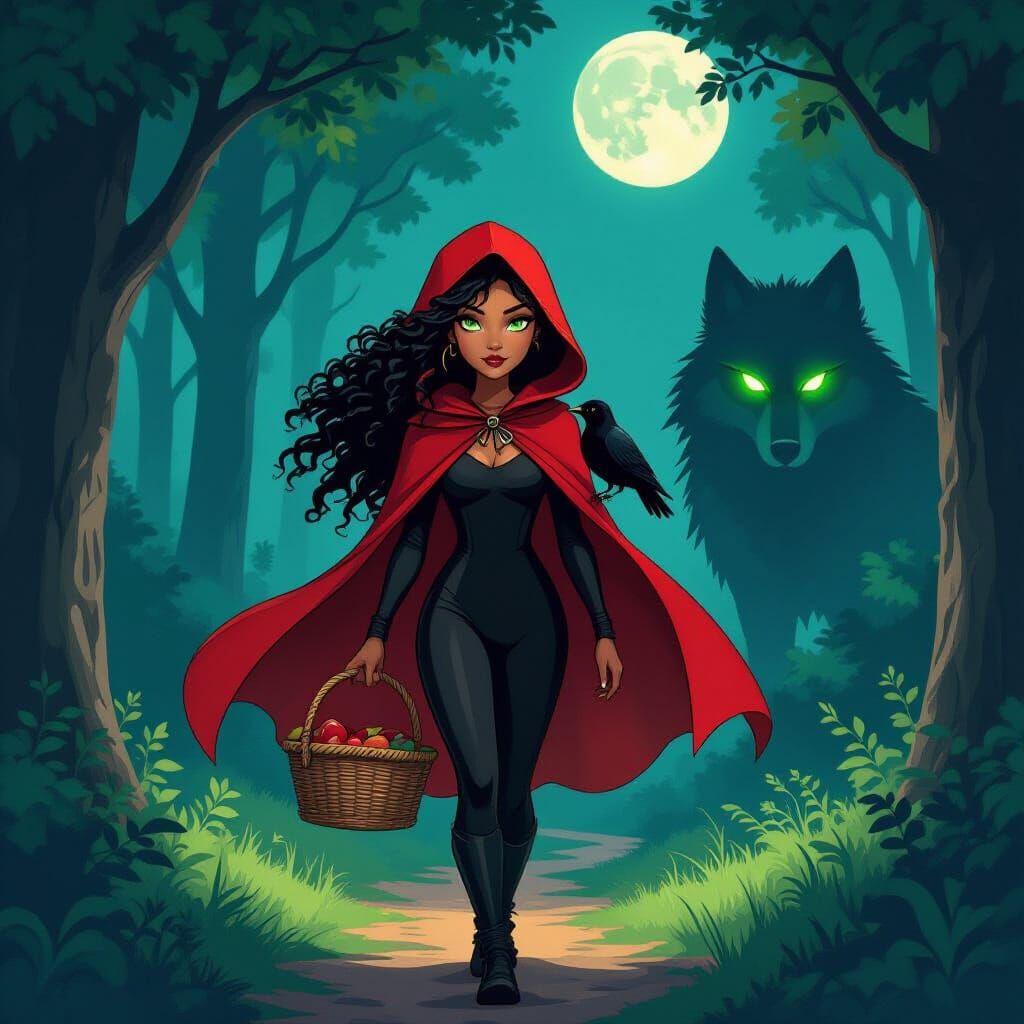 Little Red Riding Hood in a Dark Forest