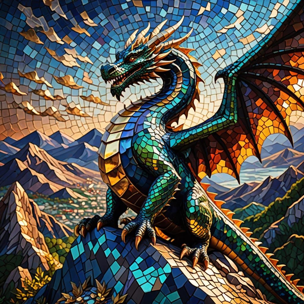 Dragon Amidst Byzantine Mosaic Splendor